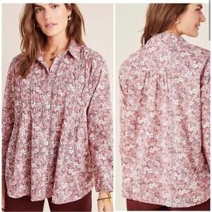 Anthropologie Pilcro Sasha pink floral button down shirt size Extra Small XS